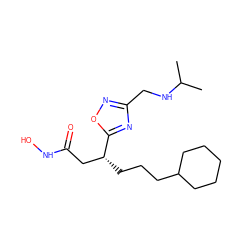 CC(C)NCc1noc([C@H](CCCC2CCCCC2)CC(=O)NO)n1 ZINC000028701846