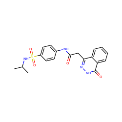 CC(C)NS(=O)(=O)c1ccc(NC(=O)Cc2n[nH]c(=O)c3ccccc23)cc1 ZINC000006648918