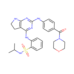 CC(C)NS(=O)(=O)c1ccccc1Nc1nc(Nc2ccc(C(=O)N3CCOCC3)cc2)nc2c1CCN2 ZINC000221700180