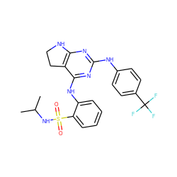 CC(C)NS(=O)(=O)c1ccccc1Nc1nc(Nc2ccc(C(F)(F)F)cc2)nc2c1CCN2 ZINC000221691368