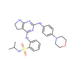 CC(C)NS(=O)(=O)c1ccccc1Nc1nc(Nc2ccc(N3CCOCC3)cc2)nc2c1CCN2 ZINC000221695039