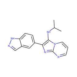 CC(C)Nc1c(-c2ccc3[nH]ncc3c2)nc2ncccn12 ZINC000063298288