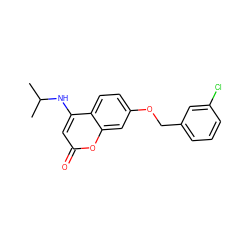 CC(C)Nc1cc(=O)oc2cc(OCc3cccc(Cl)c3)ccc12 ZINC000103243505