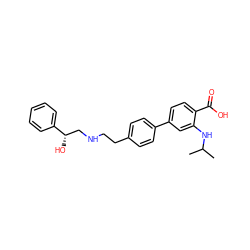 CC(C)Nc1cc(-c2ccc(CCNC[C@H](O)c3ccccc3)cc2)ccc1C(=O)O ZINC000029132679