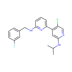 CC(C)Nc1cc(-c2cccc(NCc3cccc(F)c3)n2)c(Cl)cn1 ZINC000169703768