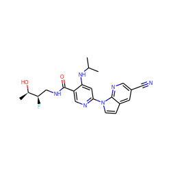 CC(C)Nc1cc(-n2ccc3cc(C#N)cnc32)ncc1C(=O)NC[C@@H](F)[C@@H](C)O ZINC001772641018