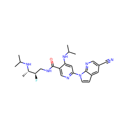 CC(C)Nc1cc(-n2ccc3cc(C#N)cnc32)ncc1C(=O)NC[C@@H](F)[C@H](C)NC(C)C ZINC001772610987