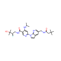 CC(C)Nc1cc(-n2ccc3cc(CNC(=O)CC(C)(C)C)cnc32)ncc1C(=O)NC[C@@H](F)C(C)(C)O ZINC001772597395