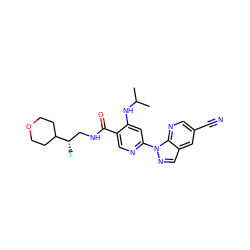 CC(C)Nc1cc(-n2ncc3cc(C#N)cnc32)ncc1C(=O)NC[C@H](F)C1CCOCC1 ZINC001772657211