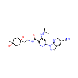 CC(C)Nc1cc(-n2ncc3cc(C#N)cnc32)ncc1C(=O)NCCC1(O)CCC(C)(O)CC1 ZINC001772656933