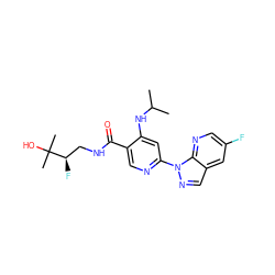 CC(C)Nc1cc(-n2ncc3cc(F)cnc32)ncc1C(=O)NC[C@@H](F)C(C)(C)O ZINC001772644540