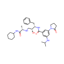 CC(C)Nc1cc(C(=O)N[C@@H](Cc2ccccc2)[C@H](O)CN[C@@H](C)C(=O)NC2CCCCC2)cc(N2CCCC2=O)c1 ZINC000029128224