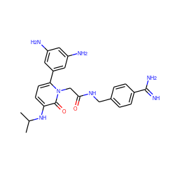 CC(C)Nc1ccc(-c2cc(N)cc(N)c2)n(CC(=O)NCc2ccc(C(=N)N)cc2)c1=O ZINC000013528354