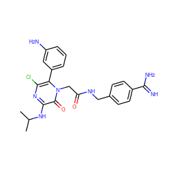 CC(C)Nc1nc(Cl)c(-c2cccc(N)c2)n(CC(=O)NCc2ccc(C(=N)N)cc2)c1=O ZINC000013527015