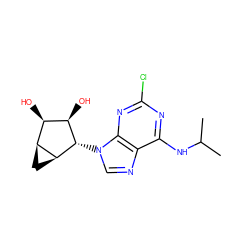 CC(C)Nc1nc(Cl)nc2c1ncn2[C@H]1[C@H](O)[C@H](O)[C@@H]2C[C@@H]21 ZINC000084603242