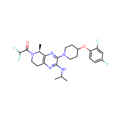 CC(C)Nc1nc2c(nc1N1CCC(Oc3ccc(F)cc3F)CC1)[C@H](C)N(C(=O)C(F)F)CC2 ZINC001772651459