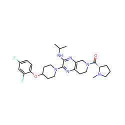 CC(C)Nc1nc2c(nc1N1CCC(Oc3ccc(F)cc3F)CC1)CCN(C(=O)[C@@H]1CCCN1C)C2 ZINC001772636565