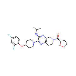 CC(C)Nc1nc2c(nc1N1CCC(Oc3ccc(F)cc3F)CC1)CCN(C(=O)[C@H]1CCCO1)C2 ZINC001772604526