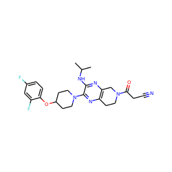 CC(C)Nc1nc2c(nc1N1CCC(Oc3ccc(F)cc3F)CC1)CCN(C(=O)CC#N)C2 ZINC001772602012