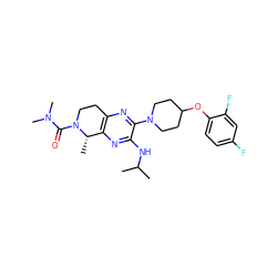 CC(C)Nc1nc2c(nc1N1CCC(Oc3ccc(F)cc3F)CC1)CCN(C(=O)N(C)C)[C@H]2C ZINC001772612623