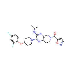 CC(C)Nc1nc2c(nc1N1CCC(Oc3ccc(F)cc3F)CC1)CCN(C(=O)c1ccno1)C2 ZINC001772620302