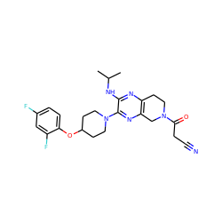 CC(C)Nc1nc2c(nc1N1CCC(Oc3ccc(F)cc3F)CC1)CN(C(=O)CC#N)CC2 ZINC001772611243