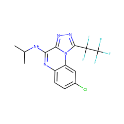 CC(C)Nc1nc2ccc(Cl)cc2n2c(C(F)(F)C(F)(F)F)nnc12 ZINC000026295767