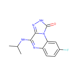 CC(C)Nc1nc2ccc(F)cc2n2c(=O)[nH]nc12 ZINC000026294431