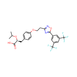 CC(C)O[C@@H](Cc1ccc(OCCc2noc(-c3cc(C(F)(F)F)cc(C(F)(F)F)c3)n2)cc1)C(=O)O ZINC000026467042