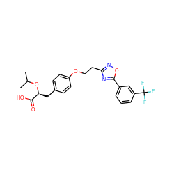 CC(C)O[C@@H](Cc1ccc(OCCc2noc(-c3cccc(C(F)(F)F)c3)n2)cc1)C(=O)O ZINC000026475703