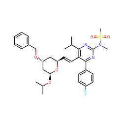 CC(C)O[C@H]1C[C@H](OCc2ccccc2)C[C@@H](/C=C/c2c(-c3ccc(F)cc3)nc(N(C)S(C)(=O)=O)nc2C(C)C)O1 ZINC000139553651