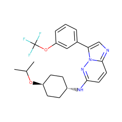 CC(C)O[C@H]1CC[C@H](Nc2ccc3ncc(-c4cccc(OC(F)(F)F)c4)n3n2)CC1 ZINC001772625822