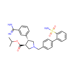 CC(C)OC(=O)[C@@H]1CN(Cc2ccc(-c3ccccc3S(N)(=O)=O)cc2)C[C@H]1c1cccc(C(=N)N)c1 ZINC000028223075