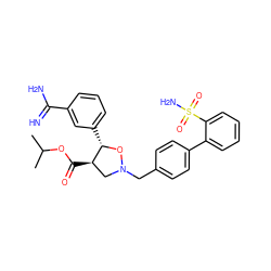 CC(C)OC(=O)[C@@H]1CN(Cc2ccc(-c3ccccc3S(N)(=O)=O)cc2)O[C@H]1c1cccc(C(=N)N)c1 ZINC000028220439