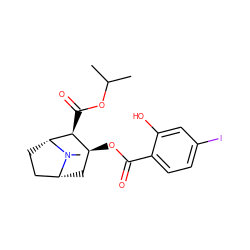 CC(C)OC(=O)[C@H]1[C@@H](OC(=O)c2ccc(I)cc2O)C[C@@H]2CC[C@H]1N2C ZINC000013779957