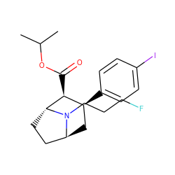 CC(C)OC(=O)[C@H]1[C@@H](c2ccc(I)cc2)C[C@H]2CC[C@H]1N2CCCF ZINC000100742381