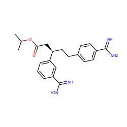 CC(C)OC(=O)C[C@@H](CCc1ccc(C(=N)N)cc1)c1cccc(C(=N)N)c1 ZINC000013776612