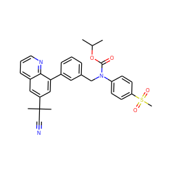 CC(C)OC(=O)N(Cc1cccc(-c2cc(C(C)(C)C#N)cc3cccnc23)c1)c1ccc(S(C)(=O)=O)cc1 ZINC000036268824