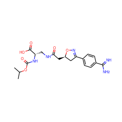 CC(C)OC(=O)N[C@@H](CNC(=O)C[C@@H]1CC(c2ccc(C(=N)N)cc2)=NO1)C(=O)O ZINC000013763341