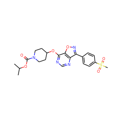 CC(C)OC(=O)N1CCC(Oc2ncnc3c(-c4ccc(S(C)(=O)=O)cc4)noc23)CC1 ZINC000071319450