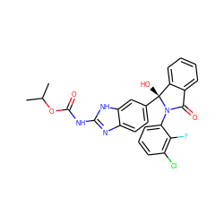 CC(C)OC(=O)Nc1nc2ccc([C@]3(O)c4ccccc4C(=O)N3c3cccc(Cl)c3F)cc2[nH]1 ZINC000117128277