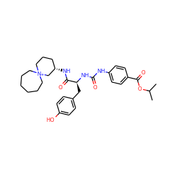 CC(C)OC(=O)c1ccc(NC(=O)N[C@@H](Cc2ccc(O)cc2)C(=O)N[C@H]2CCC[N+]3(CCCCCC3)C2)cc1 ZINC000042964217