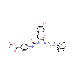 CC(C)OC(=O)c1ccc(NC(=O)N[C@@H](Cc2ccc(O)cc2)C(=O)NCC[N+](C)(C)C23CC4CC(CC(C4)C2)C3)cc1 ZINC000095563710