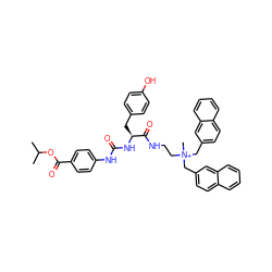 CC(C)OC(=O)c1ccc(NC(=O)N[C@@H](Cc2ccc(O)cc2)C(=O)NCC[N+](C)(Cc2ccc3ccccc3c2)Cc2ccc3ccccc3c2)cc1 ZINC000095558149