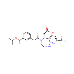 CC(C)OC(=O)c1cccc(CC(=O)N2CCNc3nc(C(F)(F)F)ccc3[C@H]2CC(=O)O)c1 ZINC000299841115