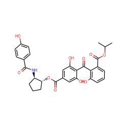 CC(C)OC(=O)c1cccc(O)c1C(=O)c1c(O)cc(C(=O)O[C@@H]2CCC[C@H]2NC(=O)c2ccc(O)cc2)cc1O ZINC000014944193