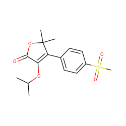 CC(C)OC1=C(c2ccc(S(C)(=O)=O)cc2)C(C)(C)OC1=O ZINC000003814523