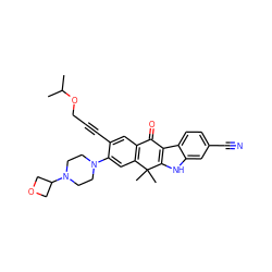 CC(C)OCC#Cc1cc2c(cc1N1CCN(C3COC3)CC1)C(C)(C)c1[nH]c3cc(C#N)ccc3c1C2=O ZINC000114800633