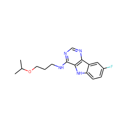 CC(C)OCCCNc1ncnc2c1[nH]c1ccc(F)cc12 ZINC000101929025