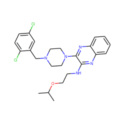 CC(C)OCCNc1nc2ccccc2nc1N1CCN(Cc2cc(Cl)ccc2Cl)CC1 ZINC000144419420